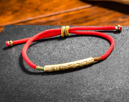 Tibetan Red String Bracelet - Buddhist Lucky Charm